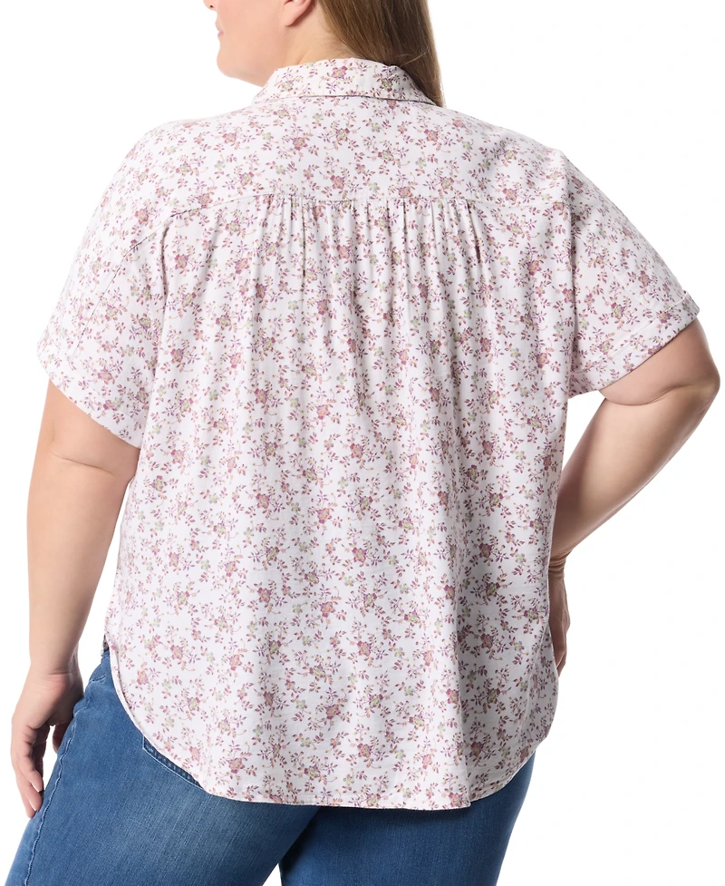 Gloria Vanderbilt Plus Daisy Printed Button-Front Shirt
