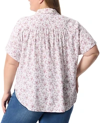 Gloria Vanderbilt Plus Daisy Printed Button-Front Shirt