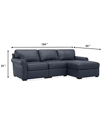 Radley Roll Arm 104" 3-Pc. Leather Sectional, Exclusively at Macy's