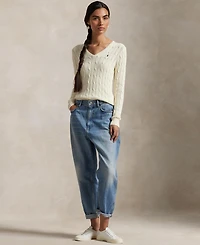 Polo Ralph Lauren Women's Cable-Knit Cotton V-Neck Sweater