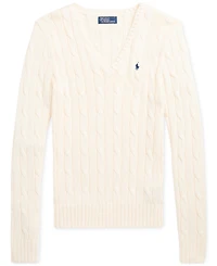 Polo Ralph Lauren Women's Cable-Knit Cotton V-Neck Sweater