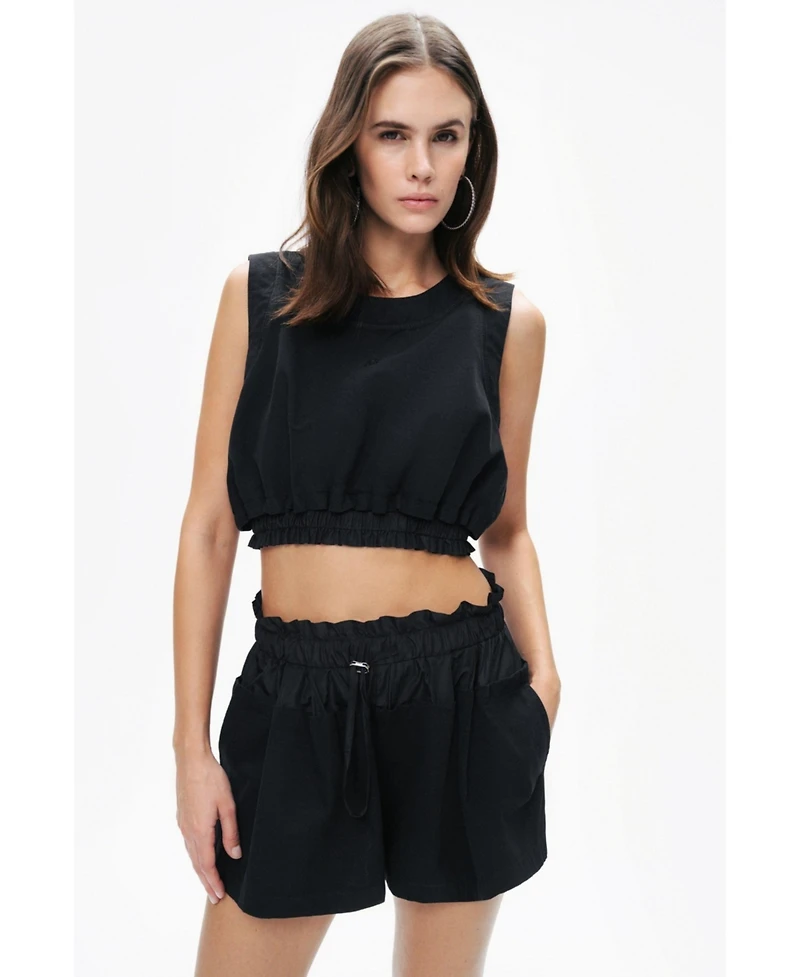 Nocturne Women's Crop Top with Printed Detail