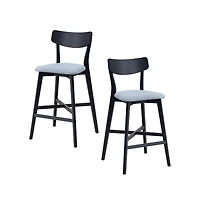Set of 2 Bar Stools, 28.5 Inch Solid Wood Kitchen Island Chairs for Home, Bar, or Pub-The Pop Home
