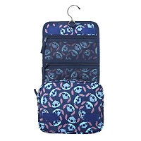 Disney Stitch Character Heads All-Over Print Blue 8.2" Folding Hanging Toiletry Kit