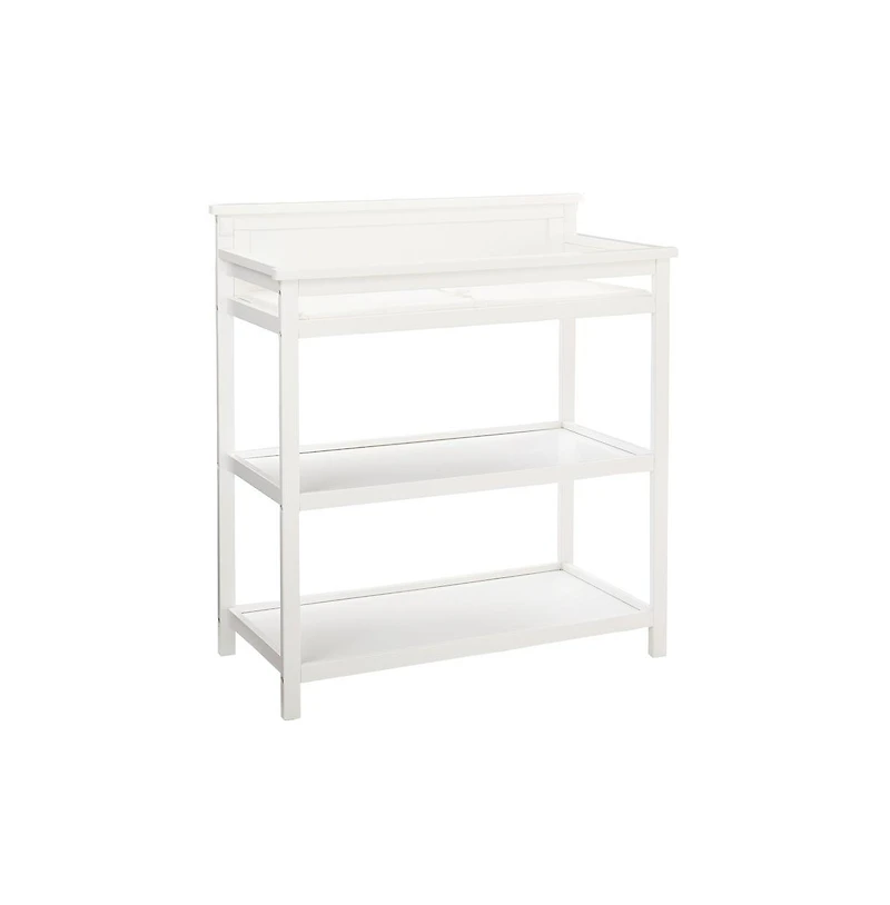 Westwood Design Emery Modern Style Wood Changer with Shelves/Pad in White