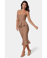 Bebe Women's Peplum Bandage Midi Dress
