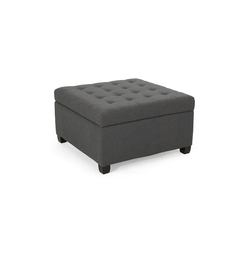 Storage Ottoman with Button-Tufted Lid, Upholstered Square Bench for Living Room, Bedroom, Entryway-The Pop Home