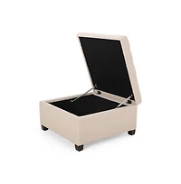 Storage Ottoman with Button-Tufted Lid, Upholstered Square Bench for Living Room, Bedroom, Entryway-The Pop Home