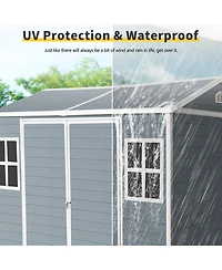 Streamdale 8 x 6 ft Resin Outdoor Storage Shed with Waterproof Floor, Windows, & Lockable Door