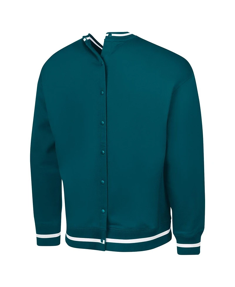 G-iii Sports by Carl Banks Men's Midnight Green Philadelphia Eagles Adaptive Blocker Fleece Pullover Sweatshirt