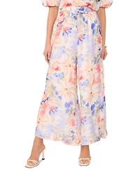 Vince Camuto Women's Floral-Printed Angled-Hem Wide-Leg Pants