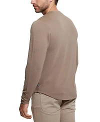 Guess Men's Relaxed Fit Linear Textured Long Sleeve Crewneck T-Shirt
