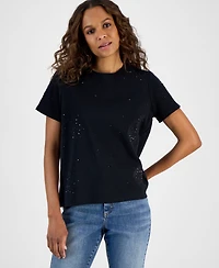 I.n.c. International Concepts Petite Cotton Embellished Top, Exclusively at Macy's