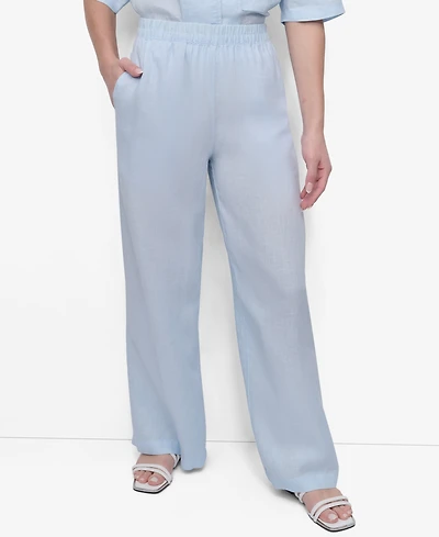 Dkny Women's Linen Wide-Leg Pull-On Pants