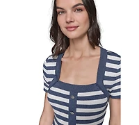 Karl Lagerfeld Paris Women's Stripe-Knit Square-Neck Dress