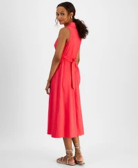 I.n.c. International Concepts Petite Belted Linen-Blend Sleeveless Shirtdress, Created for Macy's