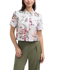 Ellen Tracy Women's Button Front Shirt with Ruffle Detail