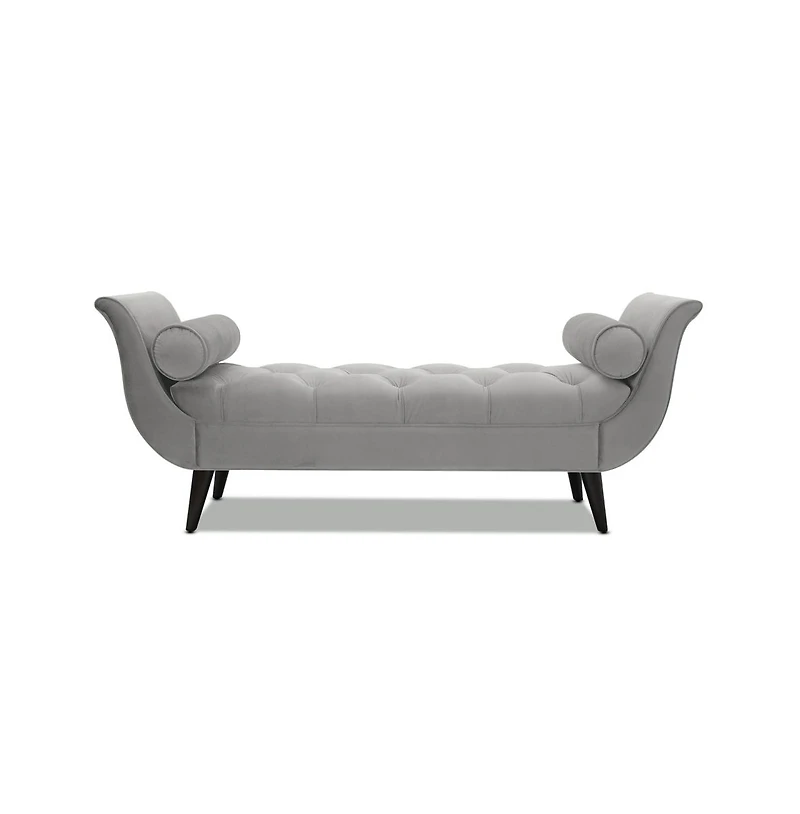 64 Inch Tufted Velvet Entryway Bench, Upholstered Bedroom Bench with Bolster Pillows & Wood Legs-The Pop Home