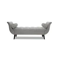 64 Inch Tufted Velvet Entryway Bench, Upholstered Bedroom Bench with Bolster Pillows & Wood Legs-The Pop Home
