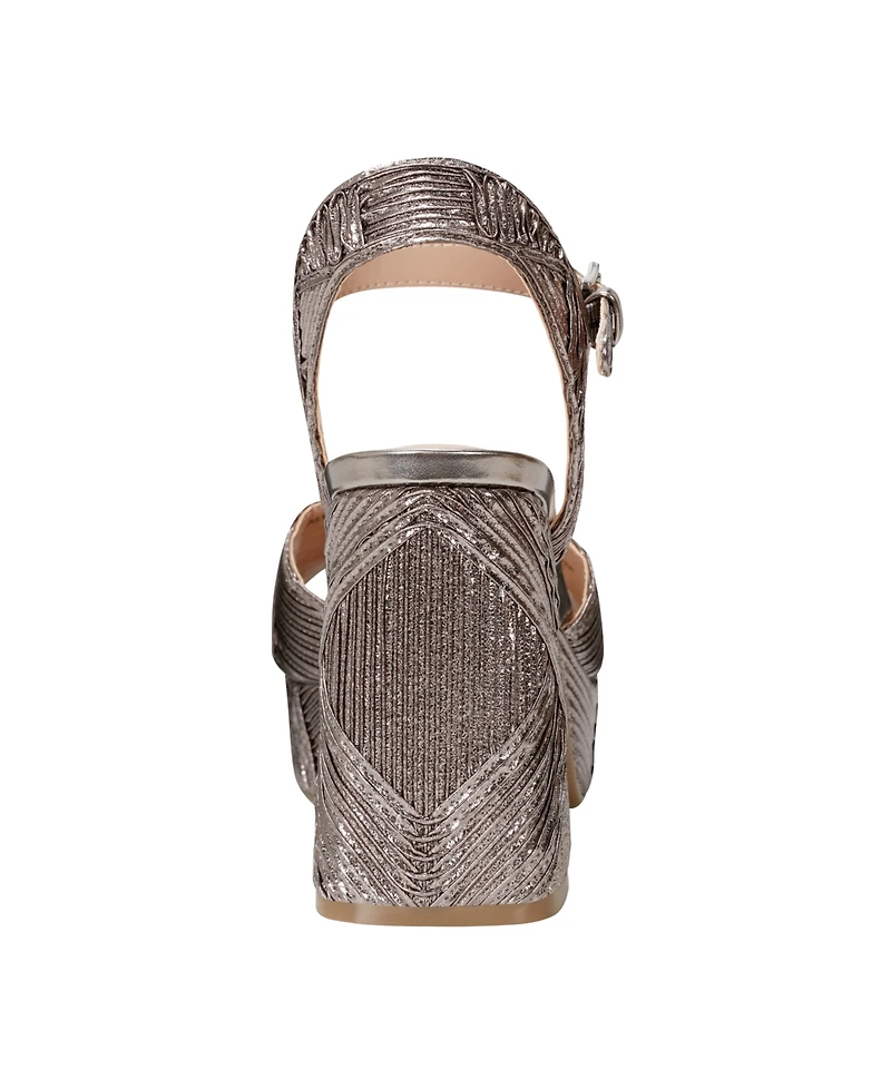 Marc Fisher Women's Seleny Metallic High Block Heel Platform Sandals