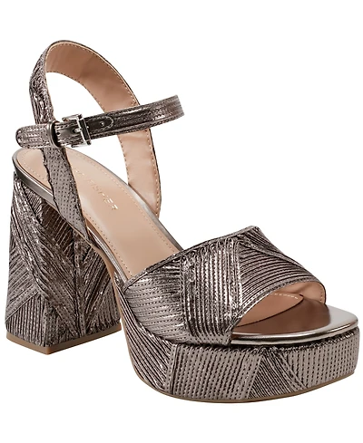 Marc Fisher Women's Seleny Metallic High Block Heel Platform Sandals