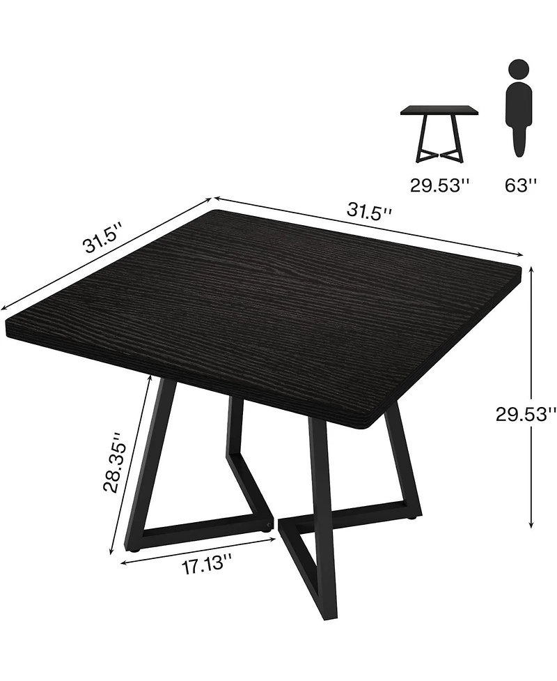 Tribesigns Square Dining Table Set of 6, 31.5" Industrial Dinner Table with Metal Base, Wood Kitchen Table for 10 People, Brown Bar Table