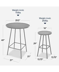 Best Choice Products 3-Piece Steel Patio Bar Height Round Bistro Set w/ Backless Stools