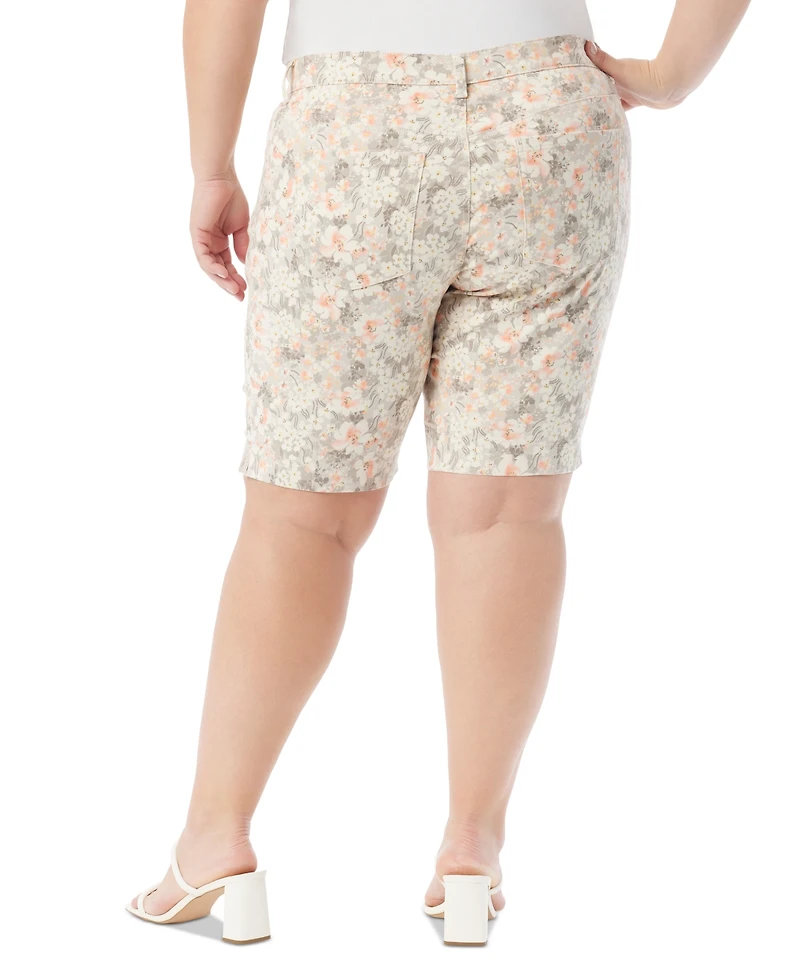Gloria Vanderbilt Plus Size Amanda Floral-Print Bermuda Shorts