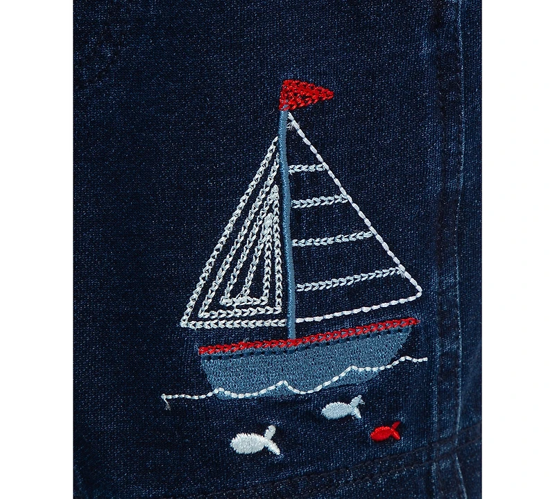 Little Me Baby Boys 2-Pc. Stripe T-Shirt & Sailboat Shortall Set