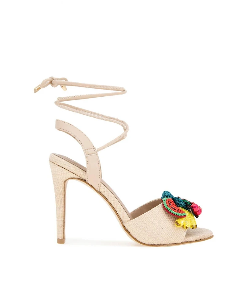 BCBGeneration Women's Journe Fruit Embellishment Wrap Dress Sandals