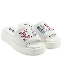 Karl Lagerfeld Paris Women's Opal Stone Platform Slide Flat Sandals