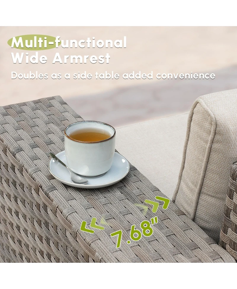 Xizzi Patio Furniture Set,12 Pieces Outdoor Sectional Sofa Couch Set,Patio Conversation Set with Modular Wicker Deep Seat Chairs,Comfy Cushions,Side T