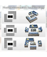 Xizzi Patio Furniture Set,12 Pieces Outdoor Sectional Sofa Couch Set,Patio Conversation Set with Modular Wicker Deep Seat Chairs,Comfy Cushions,Side T