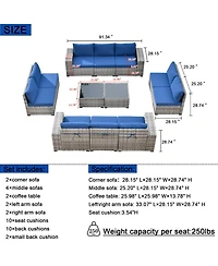 Xizzi Patio Furniture Set,12 Pieces Outdoor Sectional Sofa Couch Set,Patio Conversation Set with Modular Wicker Deep Seat Chairs,Comfy Cushions,Side T