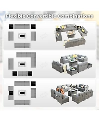 Xizzi 13 Pieces Patio Furniture Set,Outdoor Sectional Sofa Couch Set,Modern Conversation Set with Rectangular Fire Pit Table,Wide Armrests and D