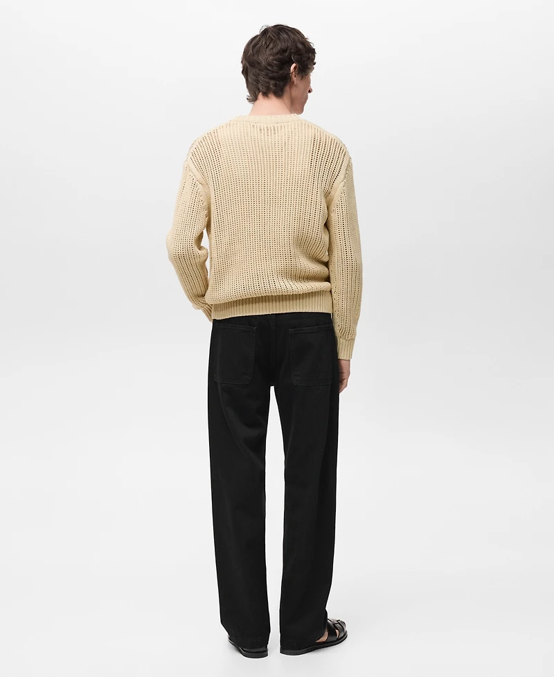 Mango Men's Cotton Openwork Knit Sweater