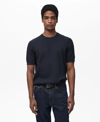 Mango Men's Braided Fine-Knit T-Shirt