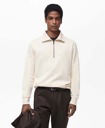 Mango Men's Regular-Fit Cotton Zipper Sweatshirt