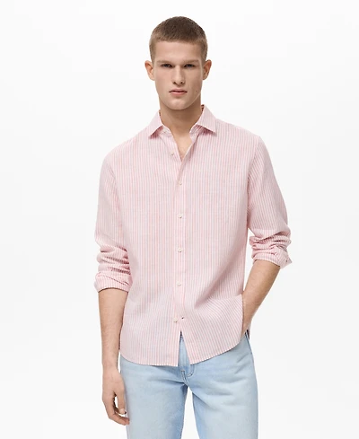 Mango Men's Slim-Fit Striped Linen Shirt