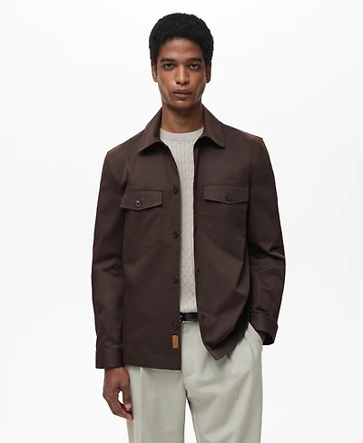 Mango Men's Pockets Detail Slim Fit Cotton Overshirt