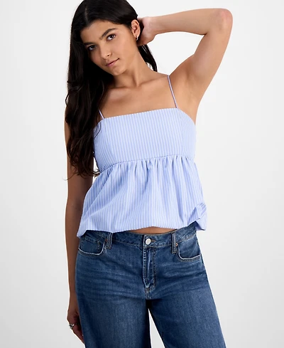 Madden Girl Juniors' Poplin Bubble Tank Top