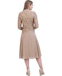 Jessica Howard Women's Soutache Jacket & Jewel-Neck Midi Dress