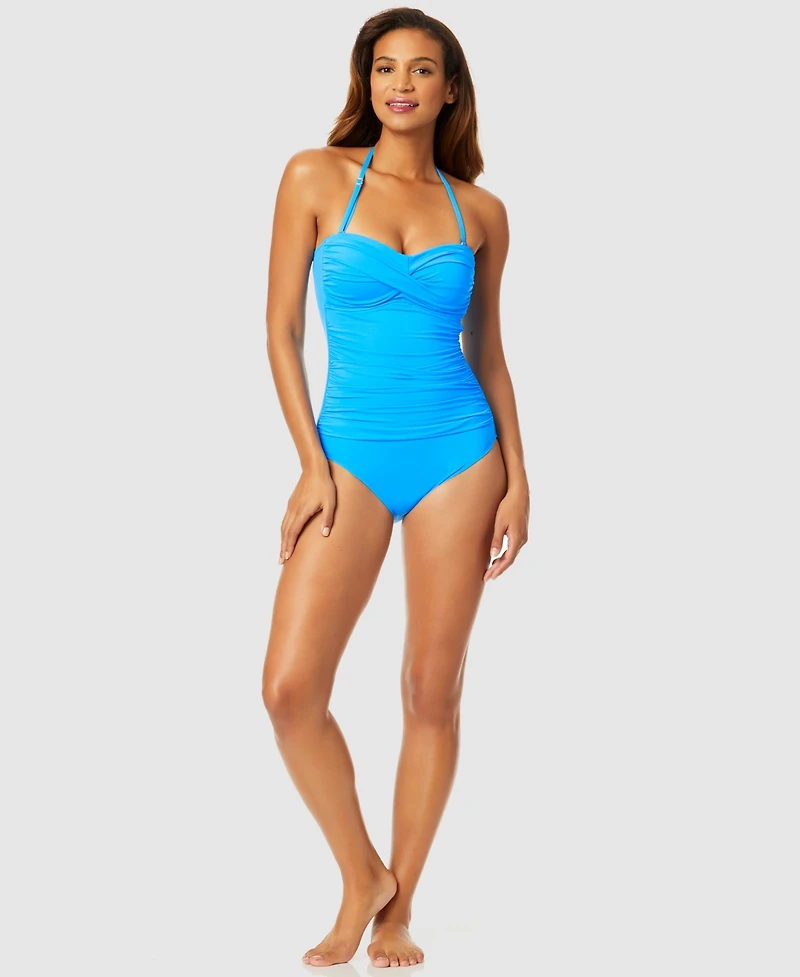Anne Cole Twist-Front Ruched One-Piece Swimsuit