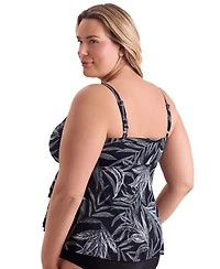 ShapeSolver by Mimi Flamingo Women's Bombay High Low Double Tier Tankini Swimsuit Top