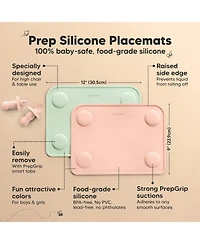 KeaBabies 2-Pack Prep Silicone Placemats for Toddlers, Kids, Non Slip Suction Dining Table Baby Placemat, Easy to Clean