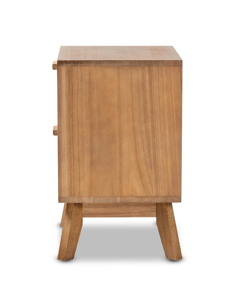 Baxton Studio 15.7" Finished Wood Baden Mid-Century Modern 2-Drawer End Table