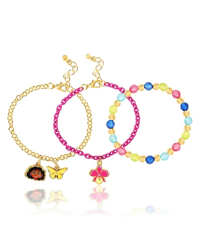 Disney Encanto Set of 2 Charm Bracelets and 1 Stretch Beaded Bracelet, Officially Licensed, 6"
