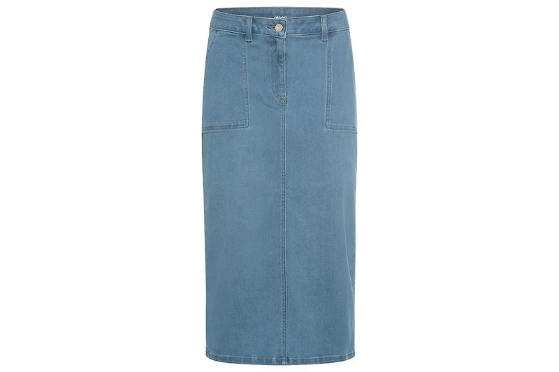 Olsen Light Wash Power Stretch Midi Jean Skirt