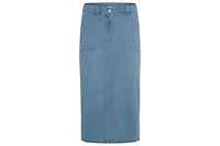 Olsen Light Wash Power Stretch Midi Jean Skirt