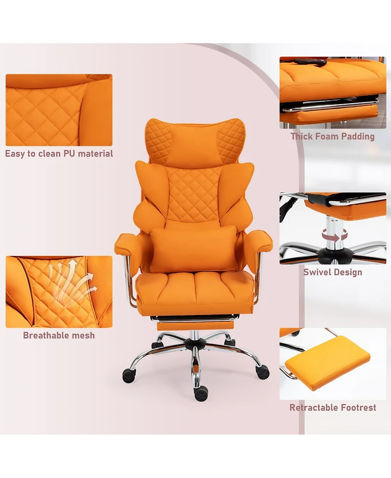 Dyhome 8-Point Massage Gaming Chair, Ergonomic Office Chair, 500lbs Weight Capacity, Adjustable Backrest 90-135 Adjustable Armrests, Suitable for Kids